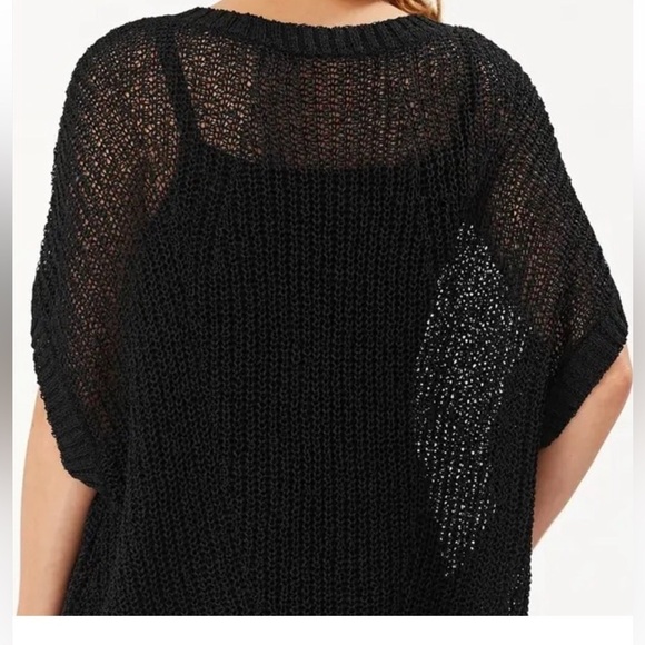 Tommy Bahama Marlina Tape Black Cropped Yarn Knot 3/4 sleeve sweater size medium - Picture 2 of 12